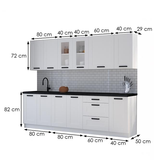 Küchenzeile Luna weiß mat/weiß 260 ohne Arbeitsplatte,2
