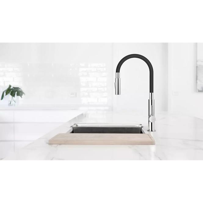 Spülbecken-Armatur mit flexiblem Auslauf 2-Funktionen Zumba Slim black