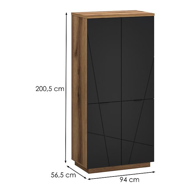 Schrank Orient Q 4d Eiche Delano Dunkel/Schwarz