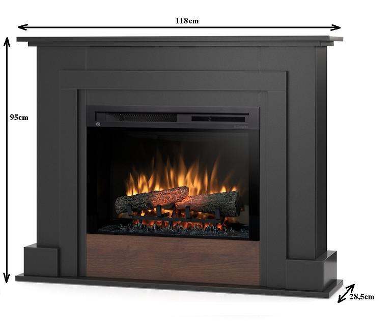 Elektrischer Kamin Alva 26 schwarz/dunkle Eiche