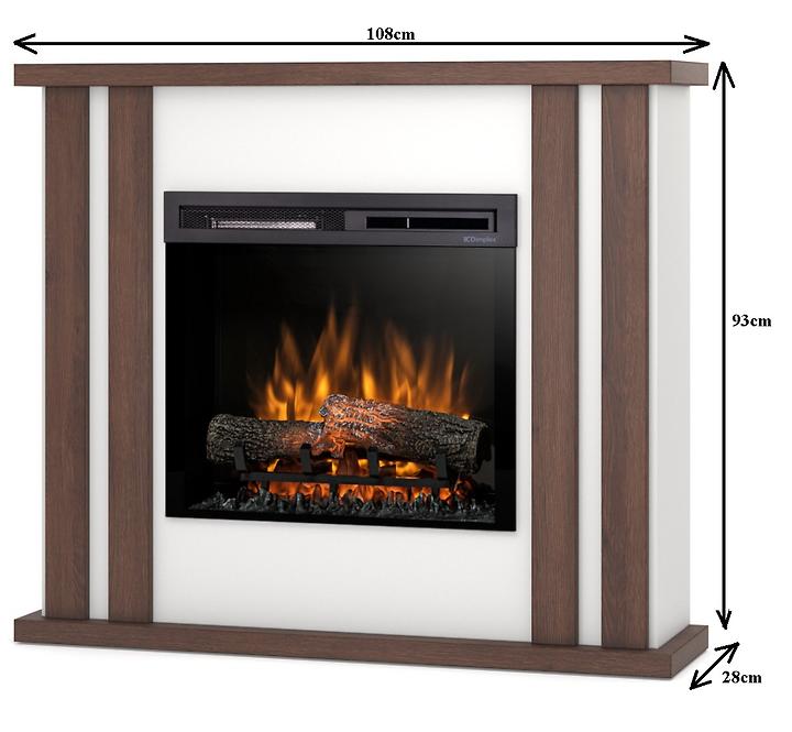 Elektrischer Kamin Kelso 23 weiß/dunkle Eiche