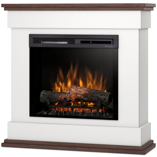 Elektrischer Kamin Lenox 23 weiß/dunkle Eiche
