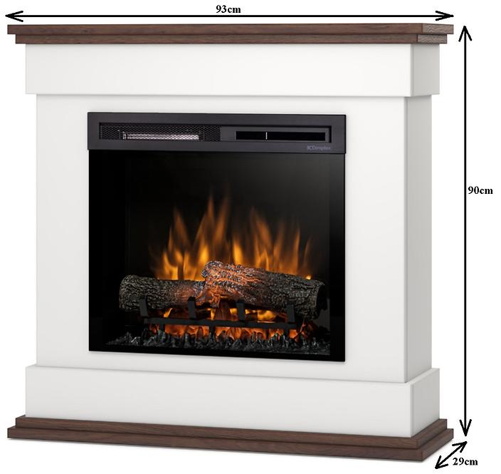 Elektrischer Kamin Lenox 23 weiß/dunkle Eiche