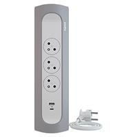Steckdosenleiste eckig 3Z 1 m + USB A + USB C MAX.15 W