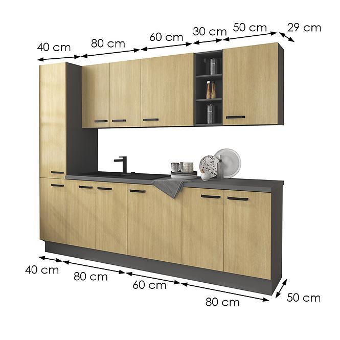 36SE+KUCHYNSKA LINKA SCANDI JEDLE/ANTRACIT 260 BEZ PRAC.DESK,2