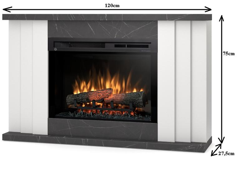 Elektrokamin Paria 26 Weiß/Schwarzer Marmor