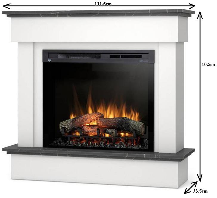 Elektrokamin Tormes 28 Weiß/Schwarzer Marmor