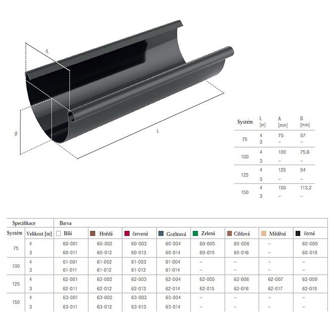 Dachrinne 150 mm 3 m Bryza  Braun