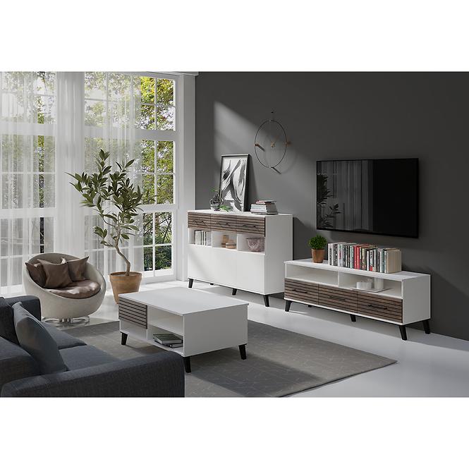 TV tisch Carlo 7 weiß/eiche flagstaff