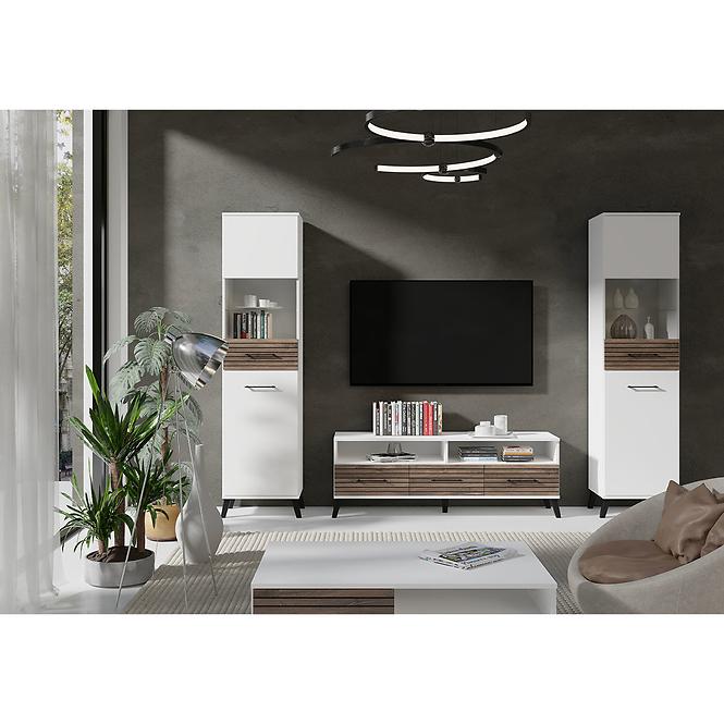 TV tisch Carlo 7 weiß/eiche flagstaff