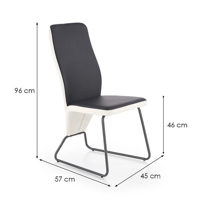 Stuhl K300 Kunstleder/Metall Weiß/Schwarz 46x59x96