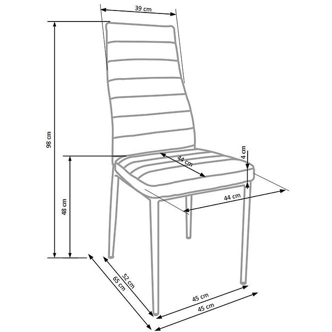 36HG+ŽIDLE K292 TKANINA/KOV ŠEDÝ 45X65X98