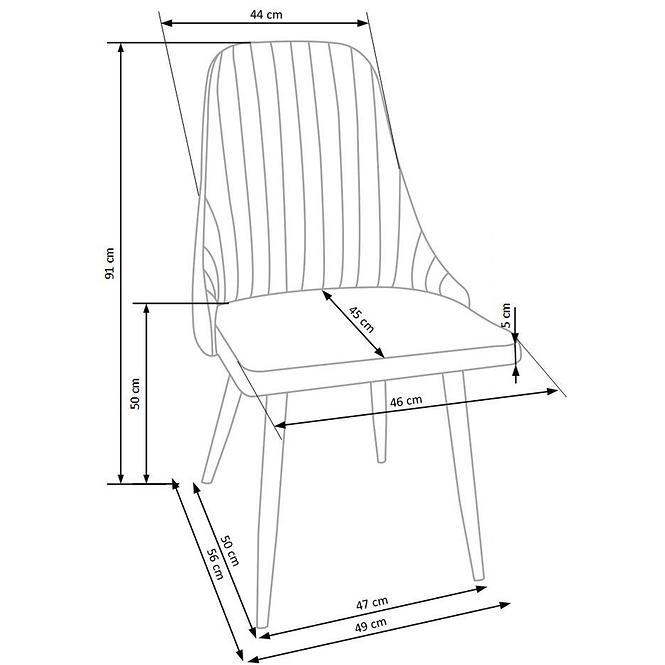 Stuhl K285 Stoff/Metall Hell Grau 56x49x91