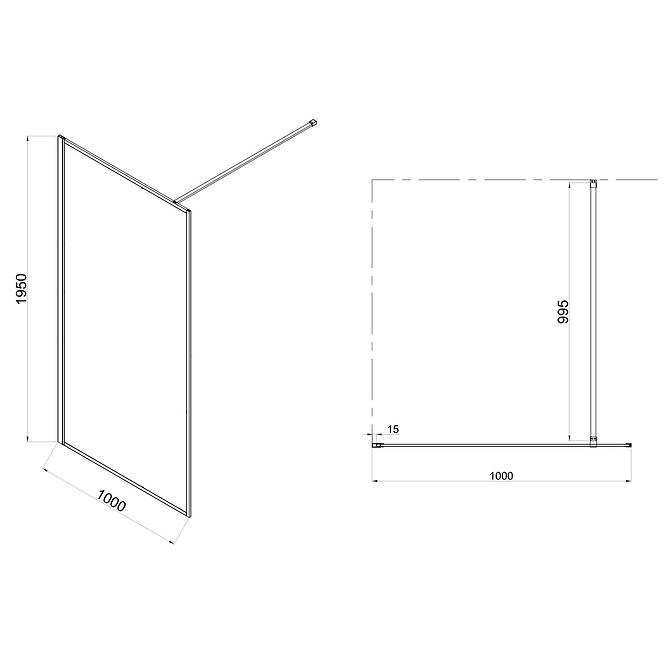 Duschwand WALK-IN Tiz 100x195 Chrom