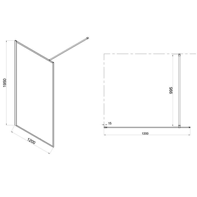 Duschwand WALK-IN Tiz 120X195 CHROM