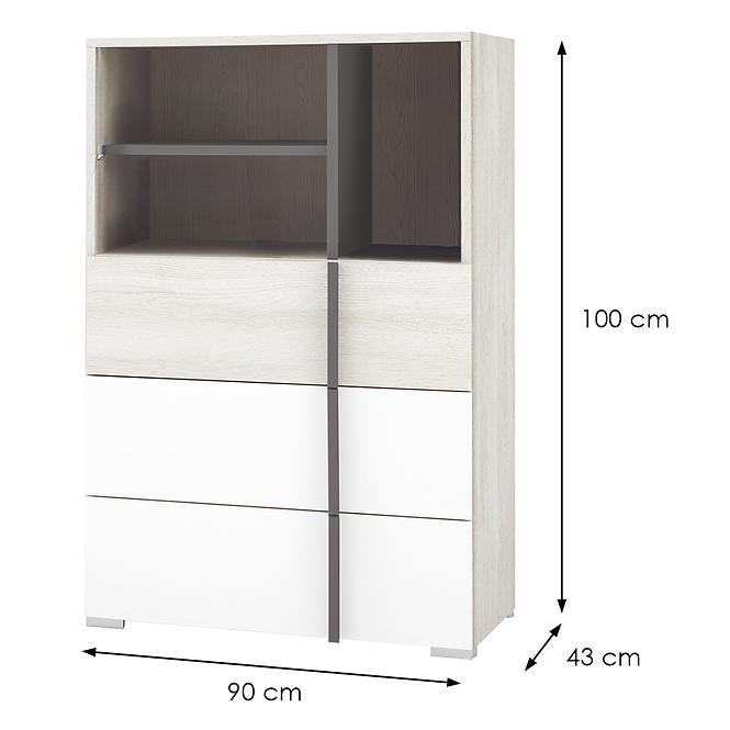 Kommode Remo RM7 Eiche wilton/weiß/Anthrazit