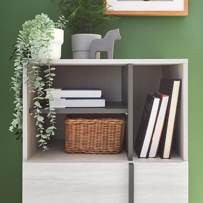 Kommode Remo RM7 Eiche wilton/weiß/Anthrazit
