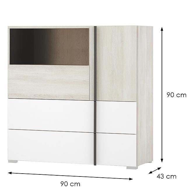Kommode Remo RM8 Eiche wilton/weiß/Anthrazit