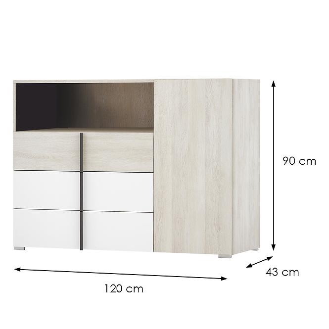 Kommode Remo RM9 Eiche wilton/weiß/Anthrazit