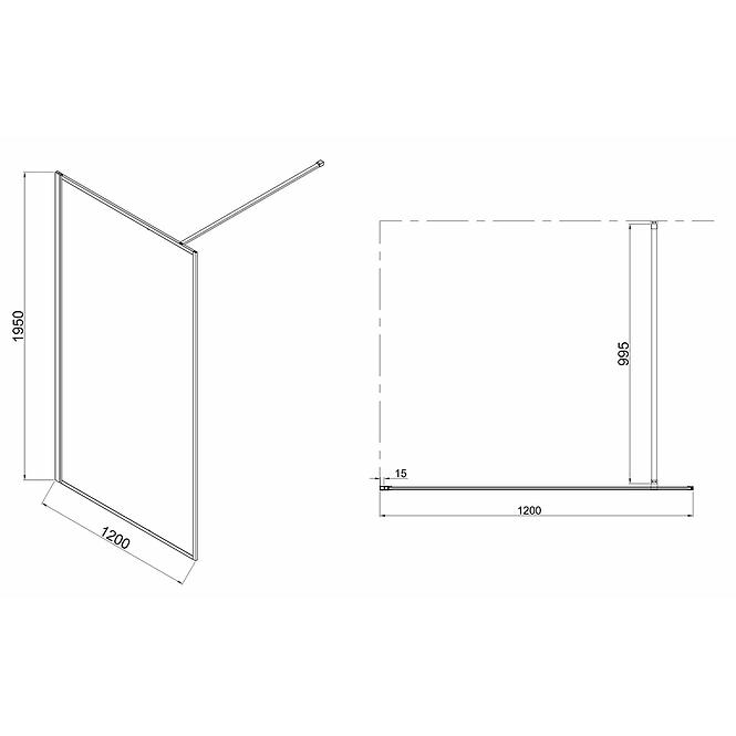 Walk-In Wand Tiz 120x195 Gold