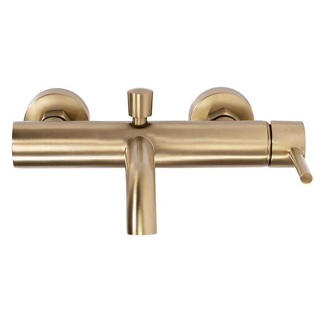 Badewanne-Armatur mit Duschset Rea Lungo Gold gebürstet