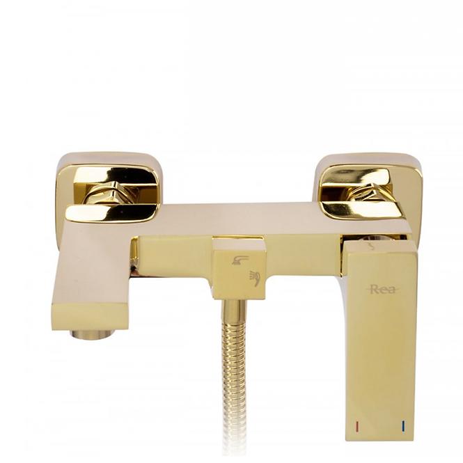 Badewanne-Armatur mit Duschset Rea Fenix Gold