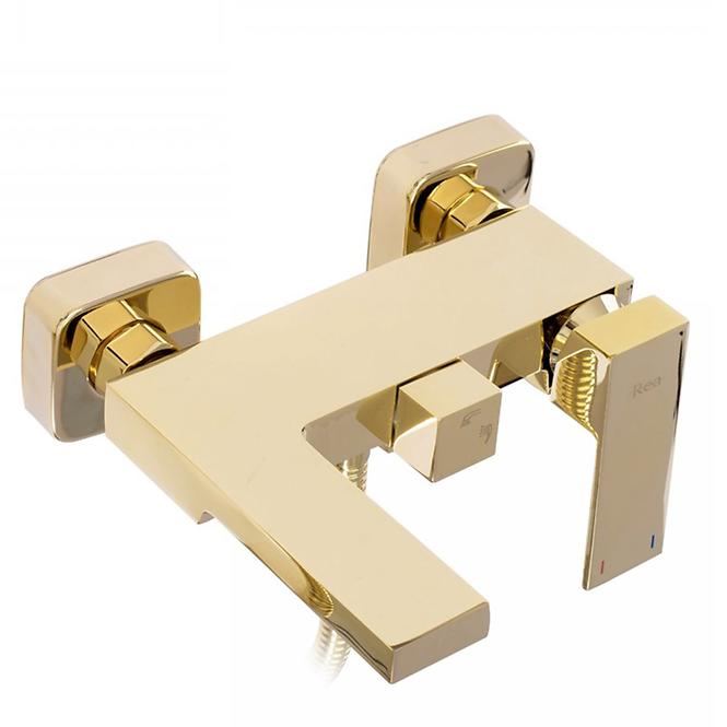Badewanne-Armatur mit Duschset Rea Fenix Gold