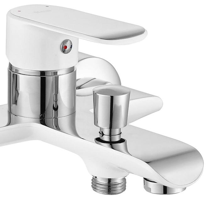 Badewanne-Armatur mit Duschset Rea Bloom Weiß/Chrom