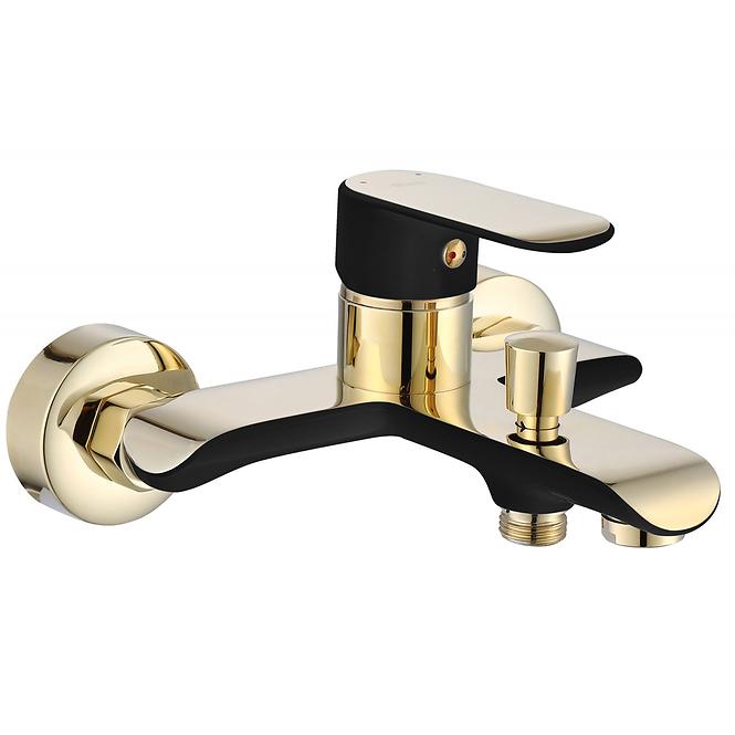 Badewanne-Armatur mit Duschset Rea Bloom Schwarz/Gold