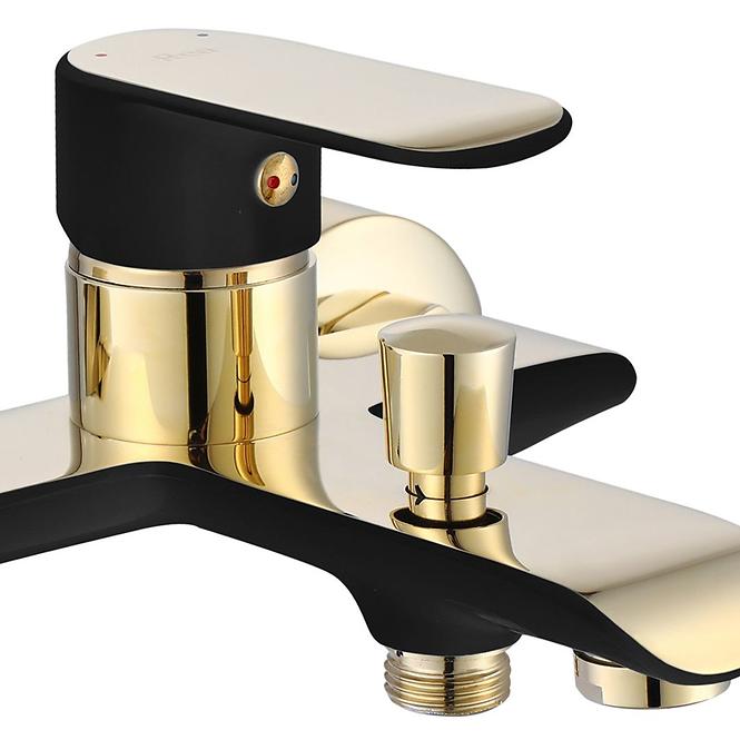 Badewanne-Armatur mit Duschset Rea Bloom Schwarz/Gold