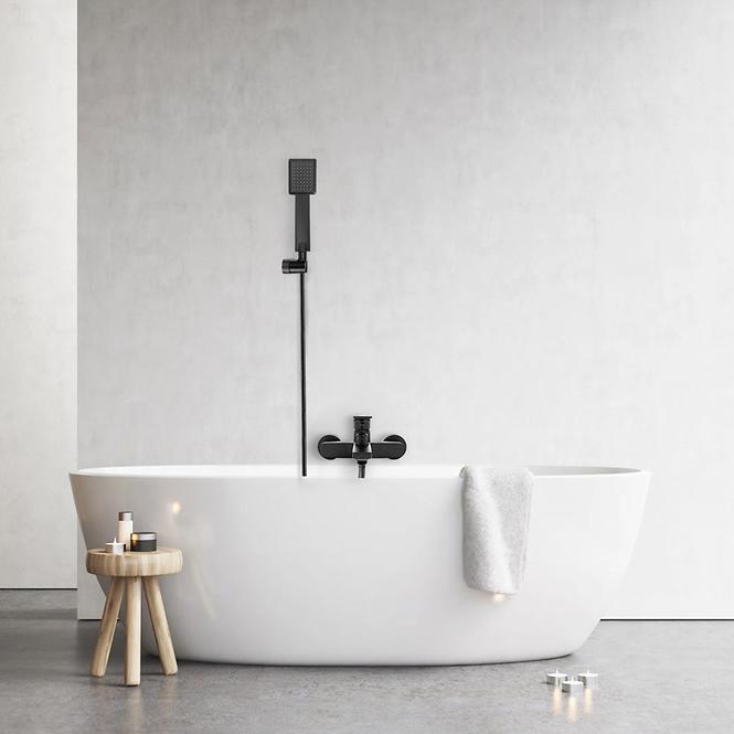 Badewanne-Armatur mit Duschset Rea Luppo Schwarz