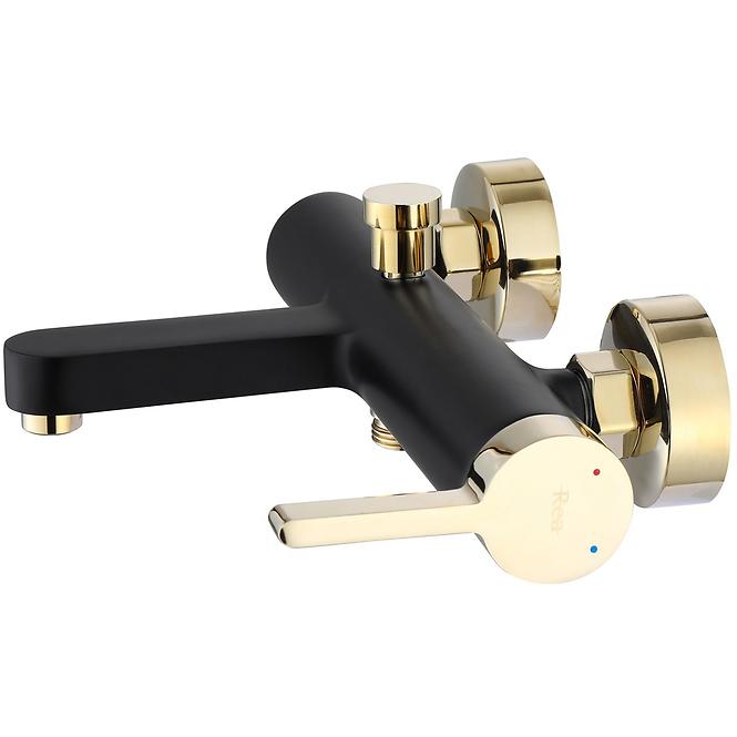 Badewanne-Armatur mit Duschset Rea Polo Schwarz/Gold