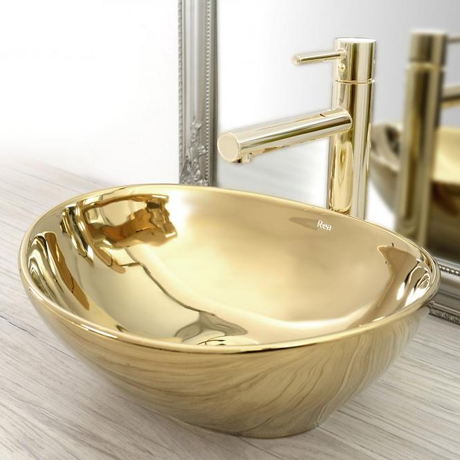 Waschbecken-Armatur hoch Rea Tess Gold