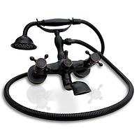 Badewanne-Armatur mit Duschset Rea Retro Schwarz