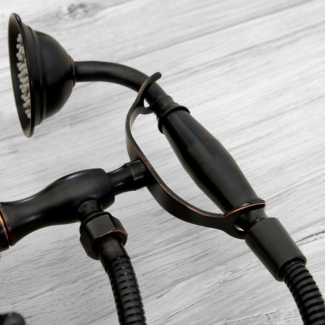 Badewanne-Armatur mit Duschset Rea Retro Schwarz
