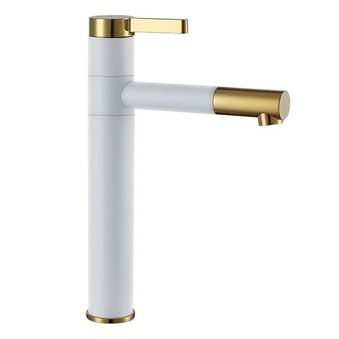 Waschbecken-Armatur hoch Rea Smart Weiß/Gold