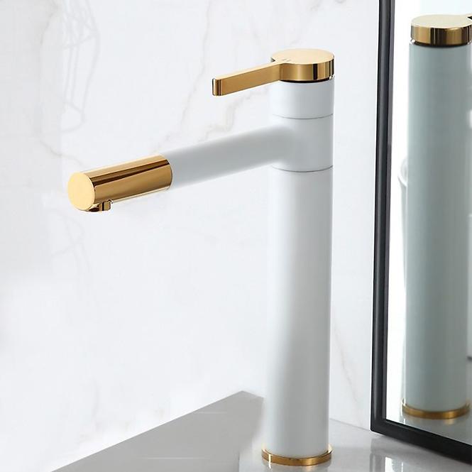 Waschbecken-Armatur hoch Rea Smart Weiß/Gold