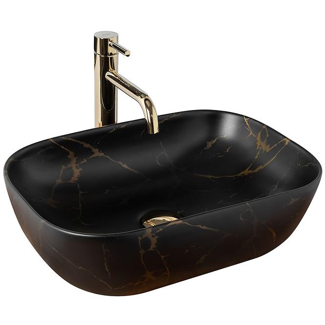 Aufsatzwaschbecken Belinda Black Marble Mat