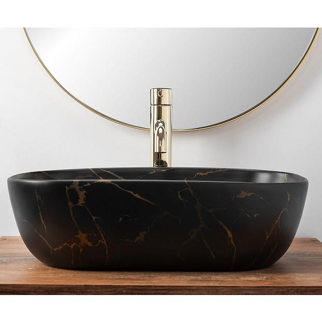 Aufsatzwaschbecken Belinda Black Marble Mat