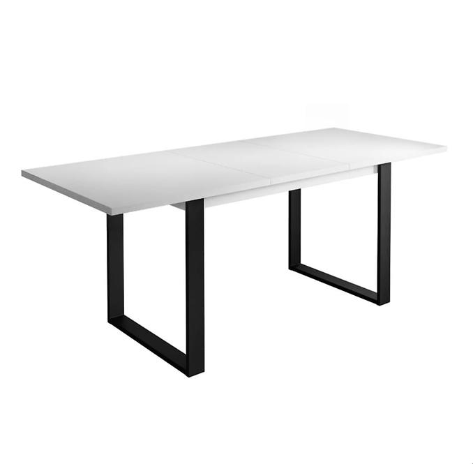 Tisch ST42 150x85+48 weiß beine schwarze Beine