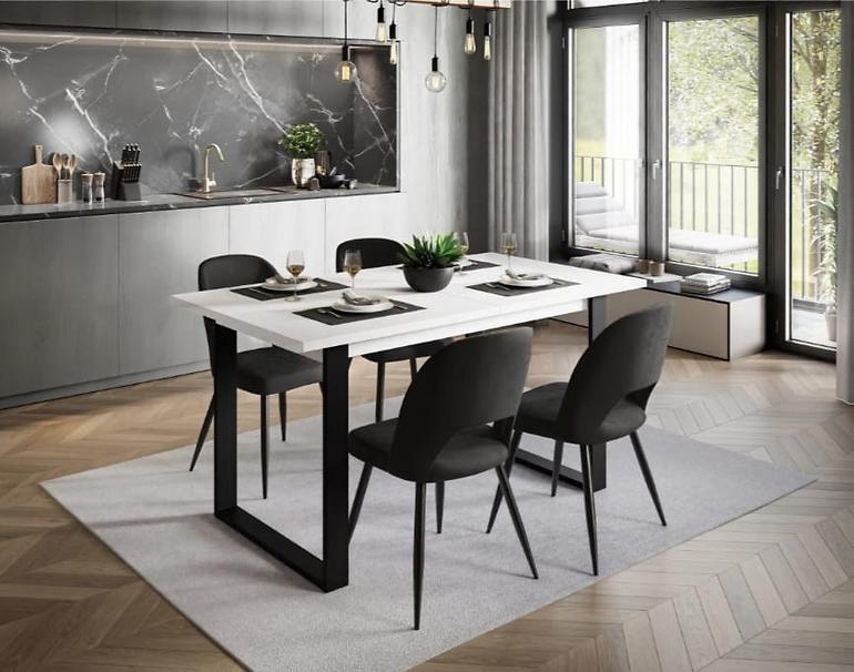 Tisch ST42 150x85+48 weiß beine schwarze Beine
