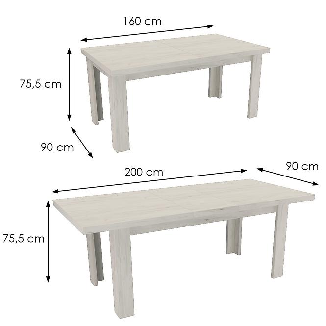 Tisch groß Kora 160x90+40 kraft weiß