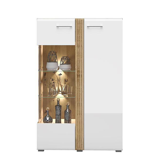 Vitrine Adagio 03L Eiche castello/weiß glanz