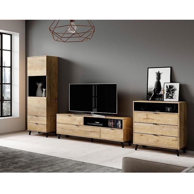 Vitrina Nest w-2 eiche lefkas/schwarz