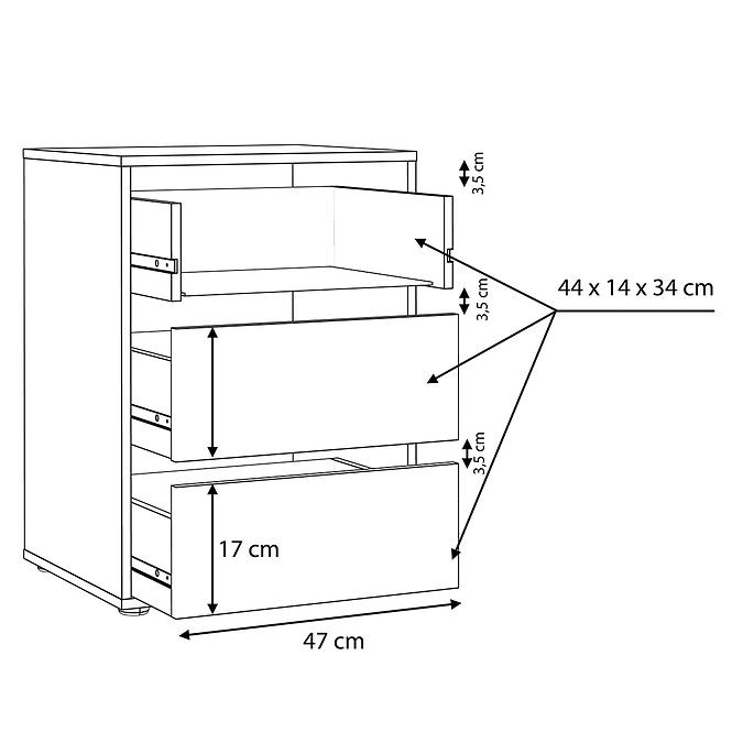 Interne  kommode Liona TWTK23-A06 grau