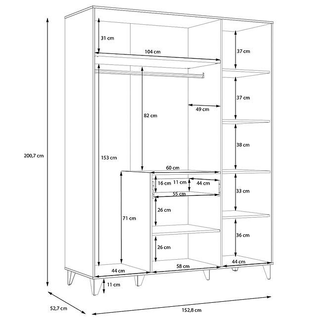 Schrank  150 Liona LYAS831-M688 eiche mauvella/eiche cabezone