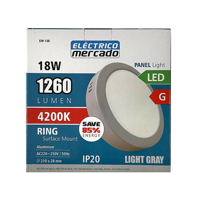 PANEL LED RING 18W 4200K RUND HELLGRAU