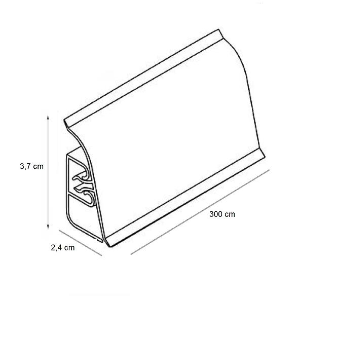 Arbeitsplattenleiste BL 44 3 m 37x24 Aluminium 032