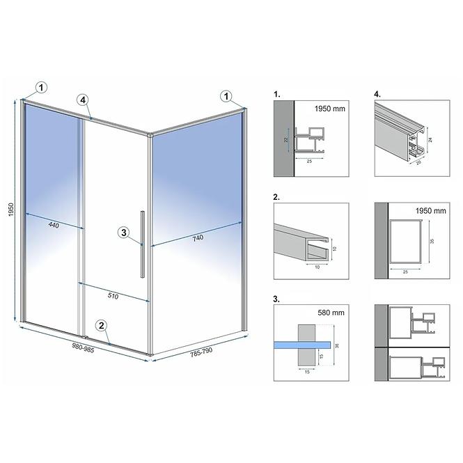 Duschkabine Solar black 100x80