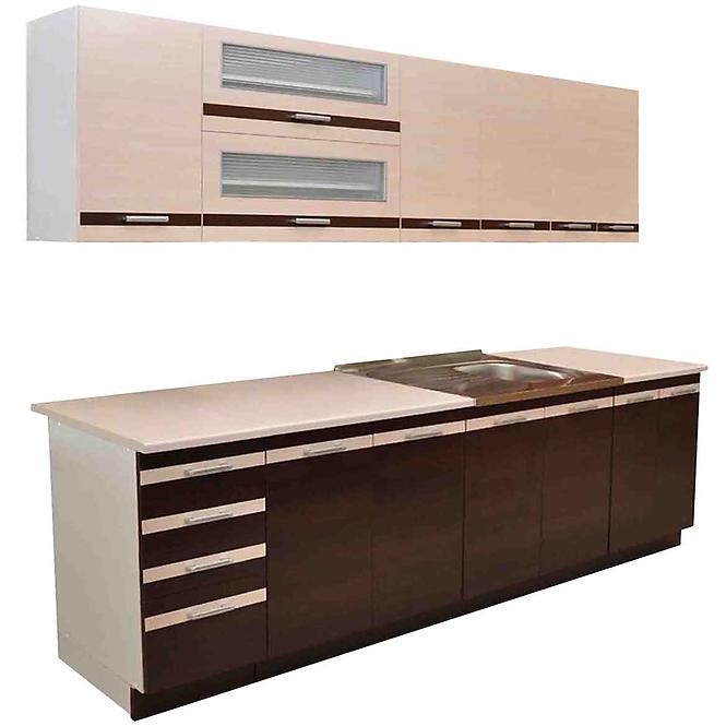 Küchenzeile Lungo/Macchiato 260cm mit Tischplatte